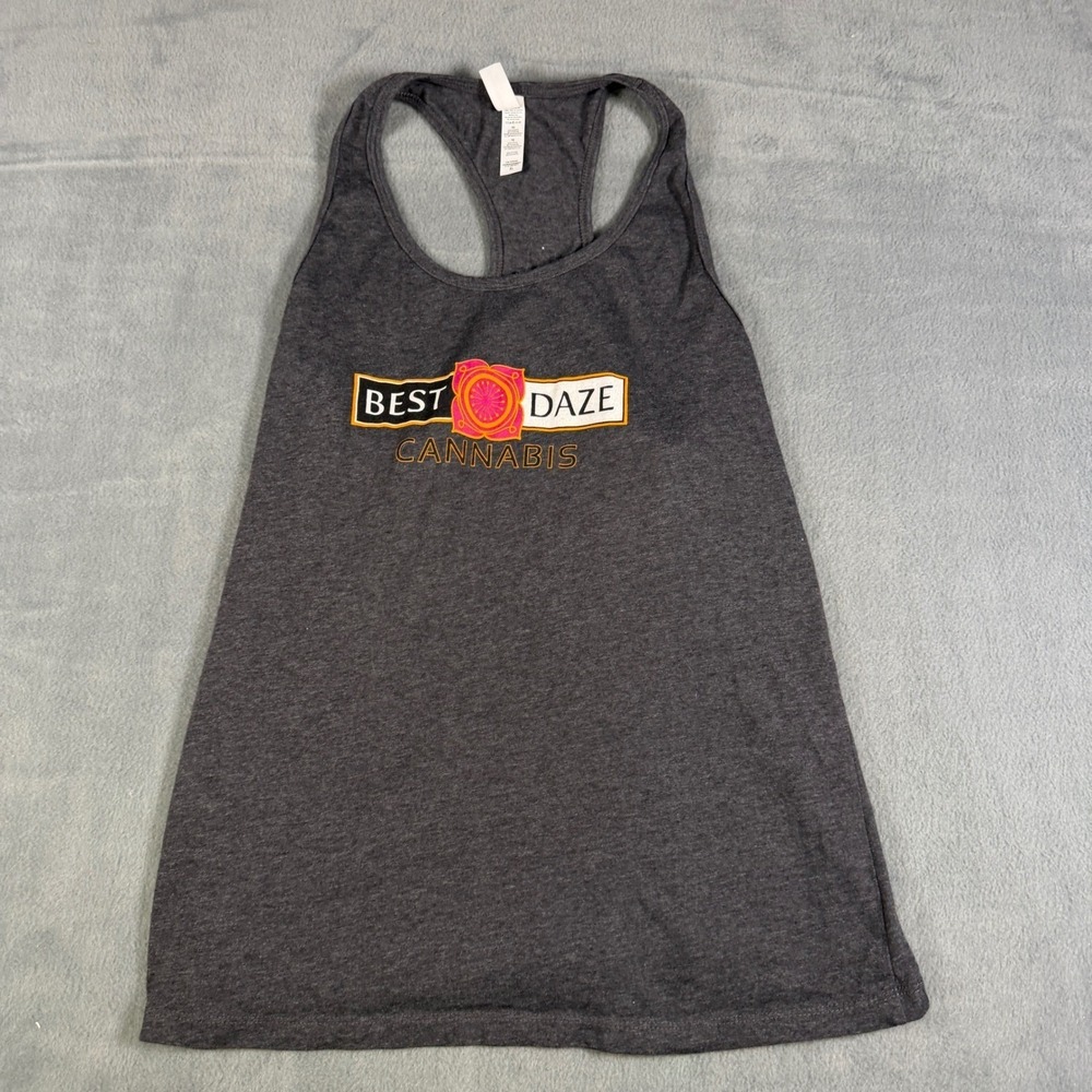 Best Daze Cannabis Graphic Racerback Tank Top Charcoal Gray XL Womens